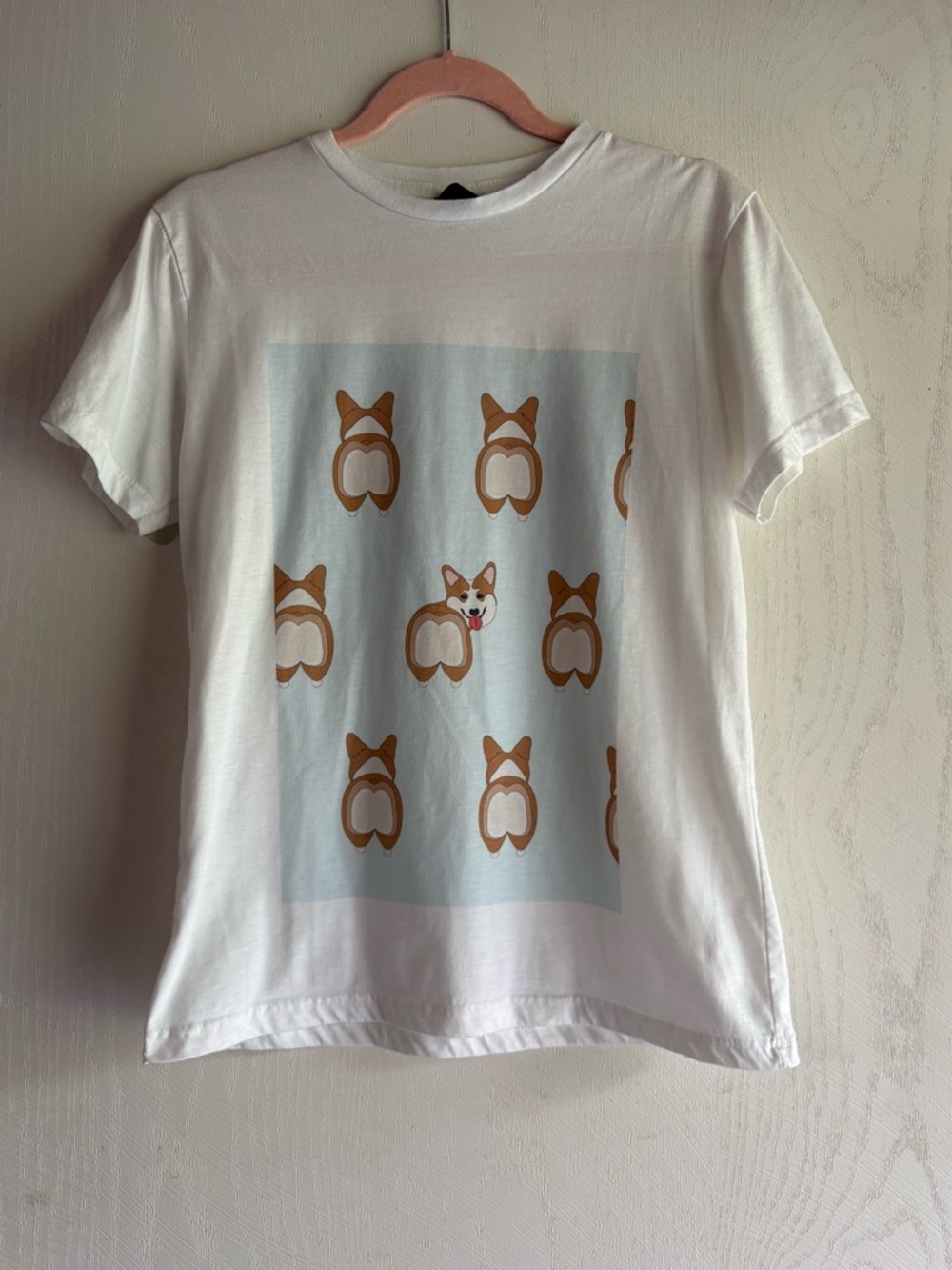 Marine Layer Corgi Graphic Tee White | Cute Dog Print T-Shirt Soft Casual Top - Picture 3 of 3
